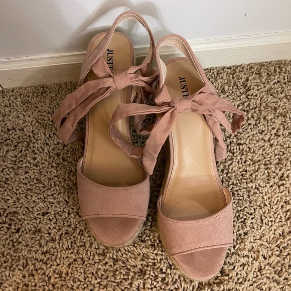 Tie Strap Wedge Heels - Picture 2 of 6